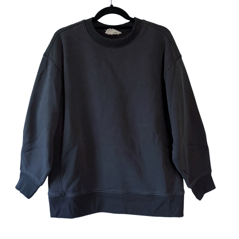 Everlane ReTrack Oversized Crew Neck Sweatshirt Black Size Medium